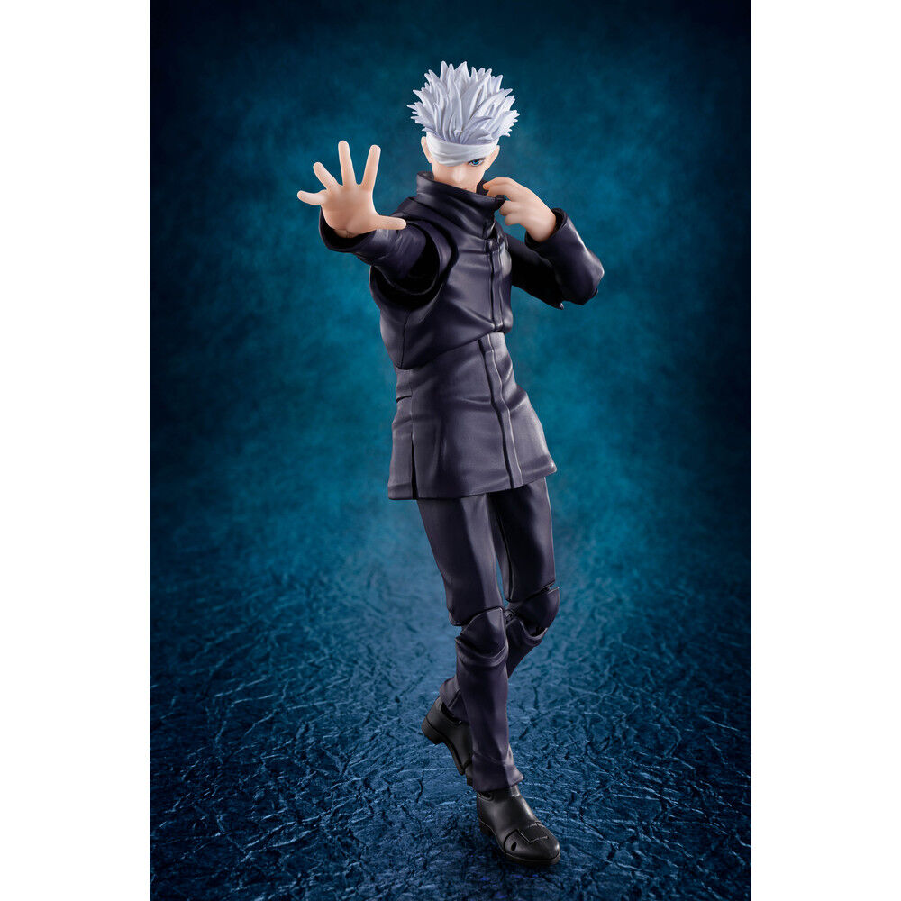 Figura S.H. Figuarts de Satoru Gojo con venda y uniforme oscuro - 7