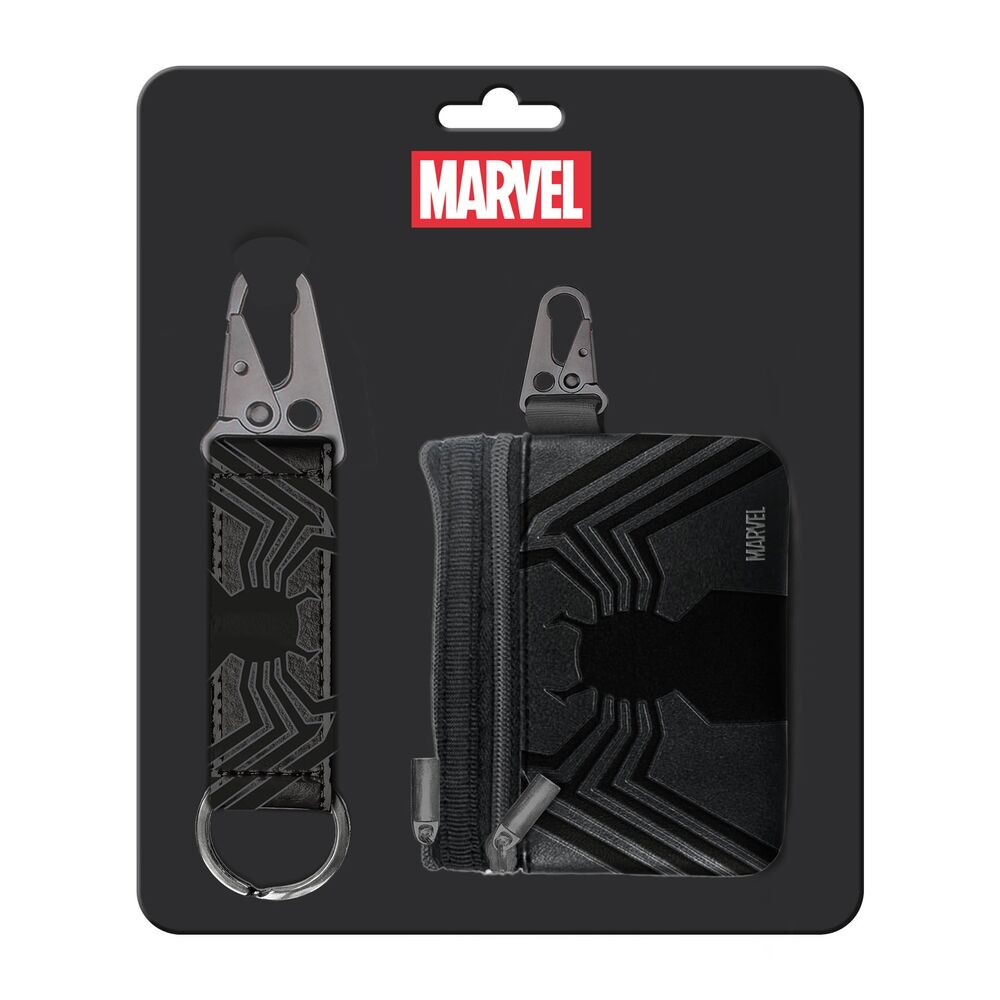 Set de monedero y llavero negro de Venom Marvel