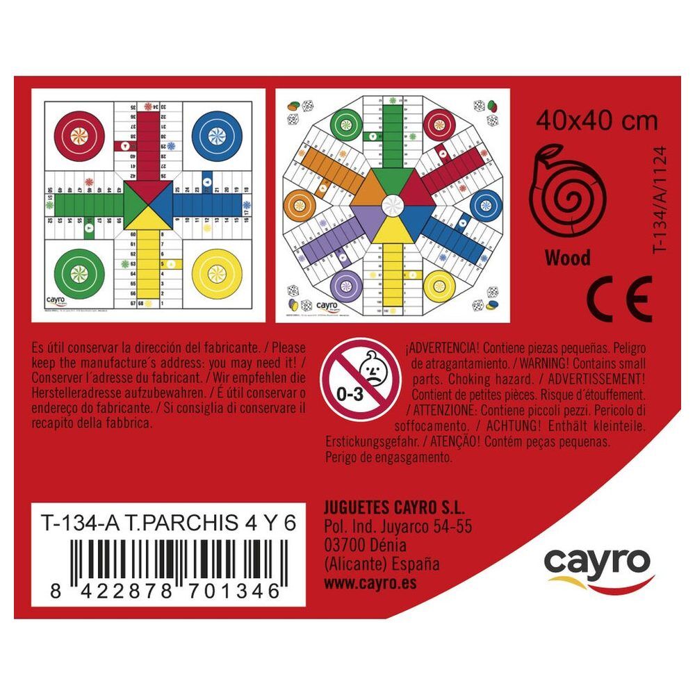 Tablero de parchís CAYRO de madera para 4 y 6 jugadores - 4