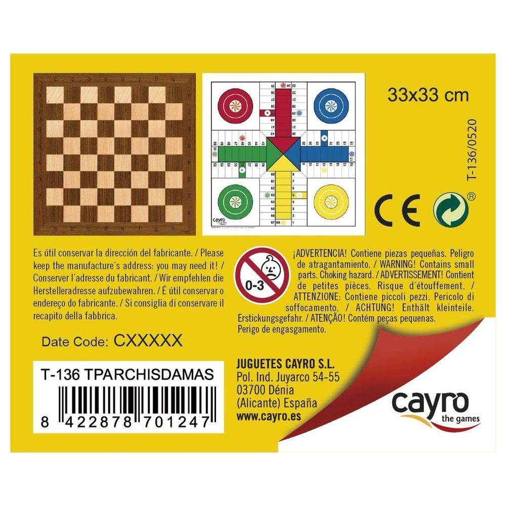 Tablero CAYRO de madera para Parchís y Ajedrez - 4