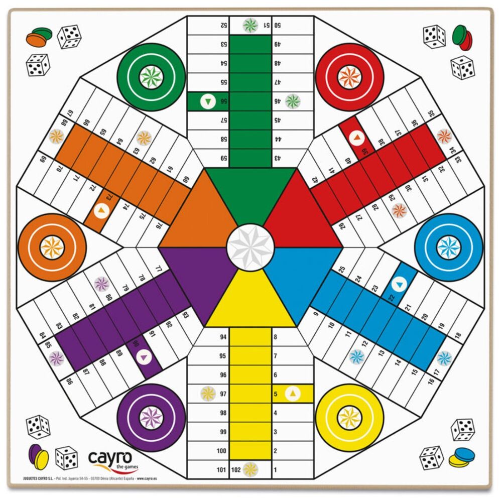 Tablero de madera Cayro de Parchís y Oca para 6 jugadores - 3