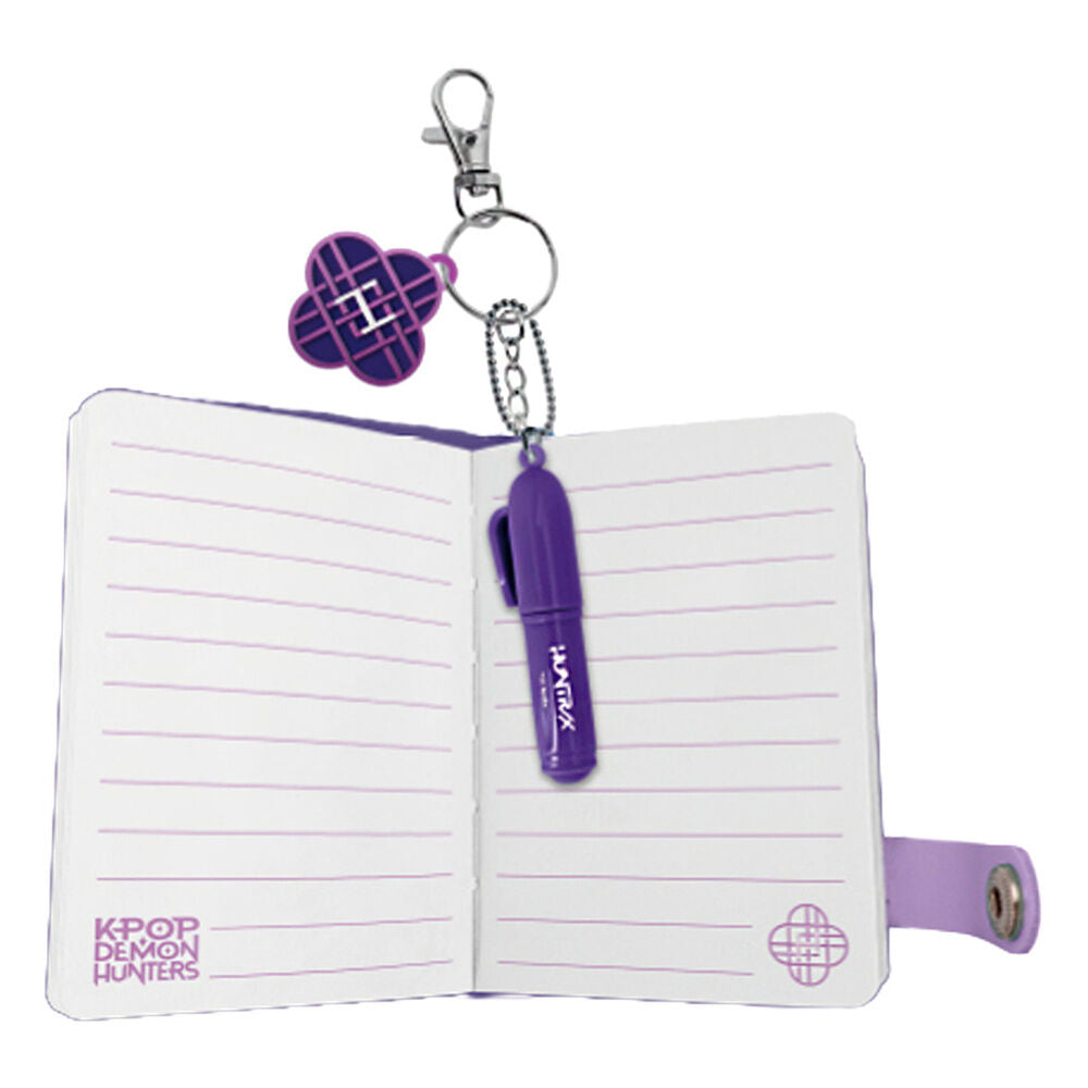Cuaderno llavero A7 morado de KPop Demon Hunters con tres personajes - 2
