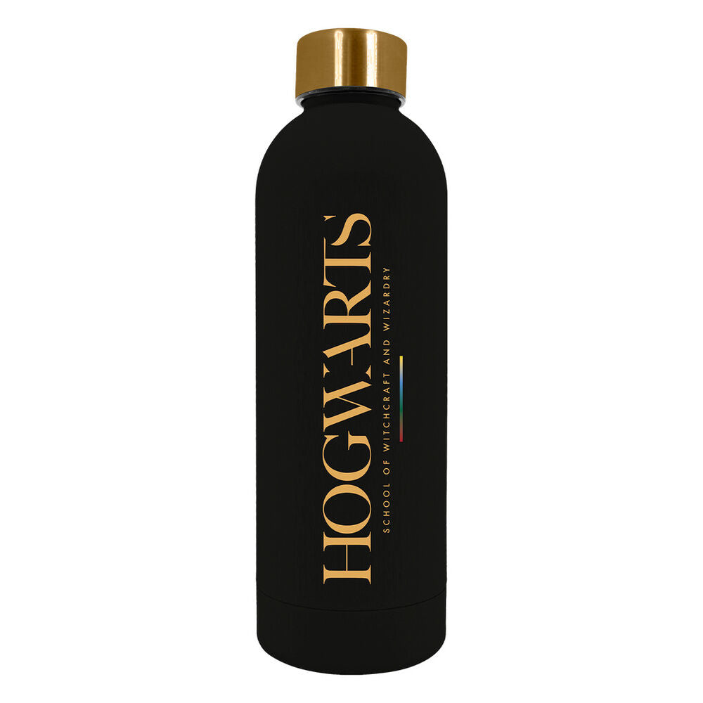 Botella negra Harry Potter Hogwarts de acero inoxidable con tapón dorado - 2