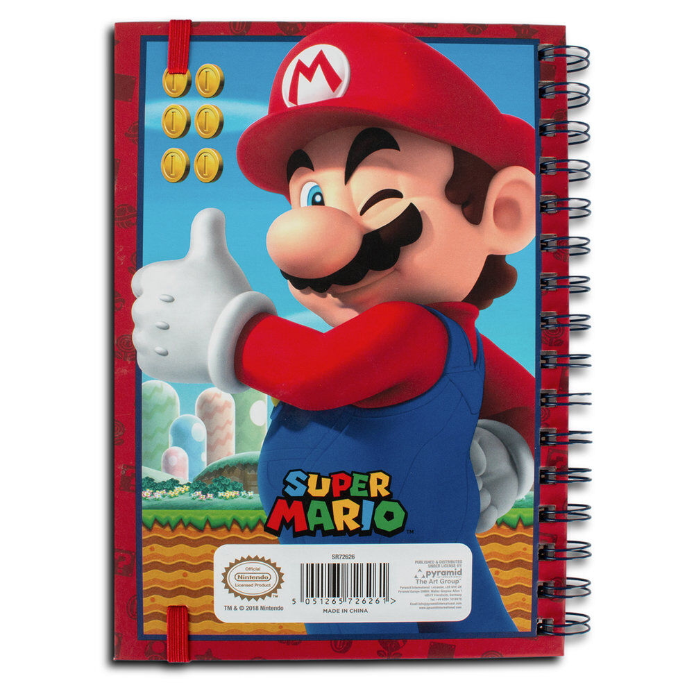 Cuaderno lenticular de espiral Super Mario Bros con Mario y monedas - 4