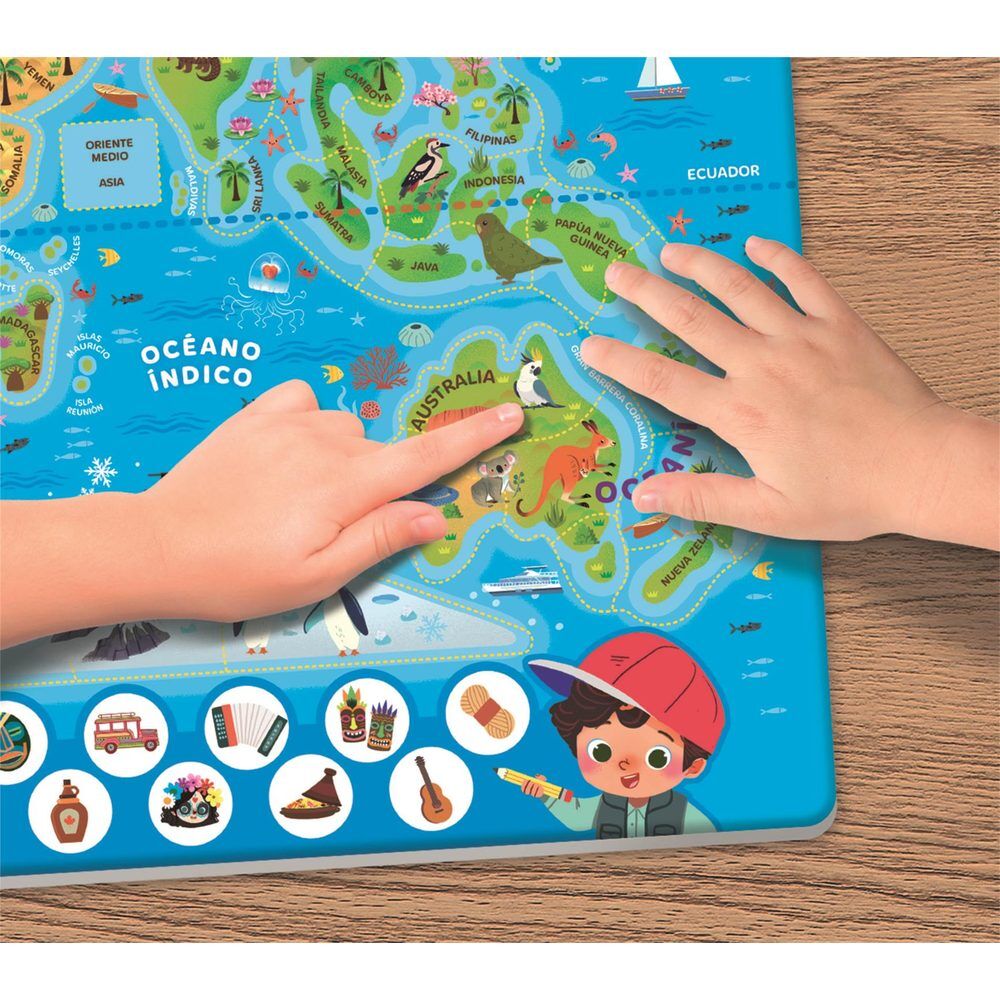 Rompecabezas magnético Clementoni El Mundo con mapa ilustrado y tarjetas - 5