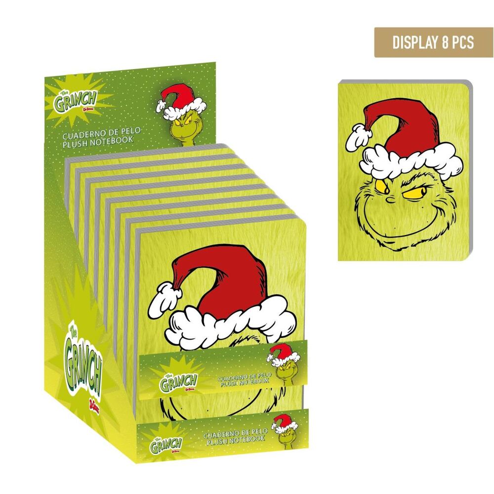Cuaderno de peluche de The Grinch con gorro navideño