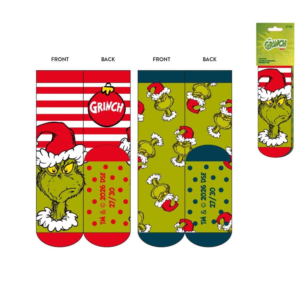 Set de dos calcetines antideslizantes con diseños del Grinch