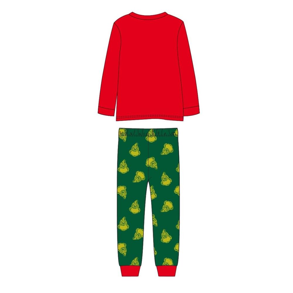 Pijama Grinch rojo y verde de manga larga con estampado de regalos - 2