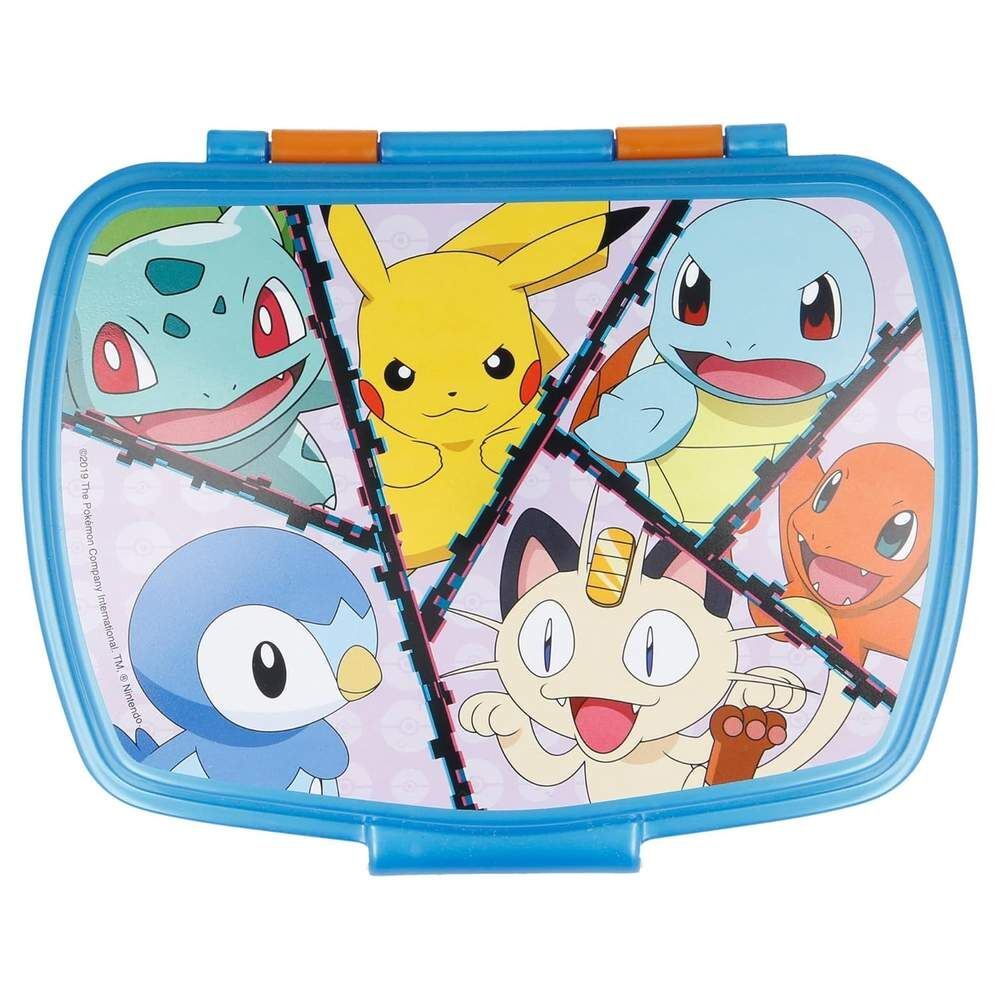 Fiambrera Pokémon SAFTA azul y naranja con varios personajes - 2