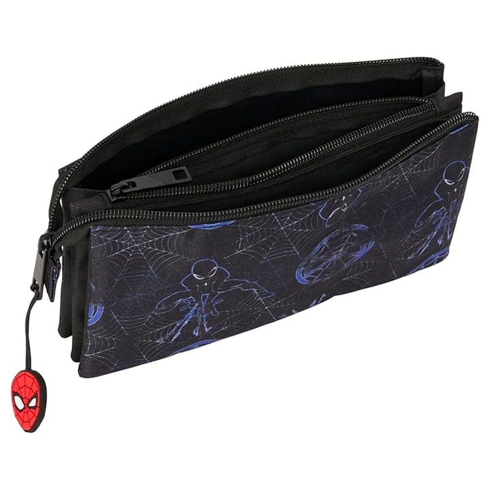 Portatodo triple Spider-Man Marvel negro con telarañas - 3