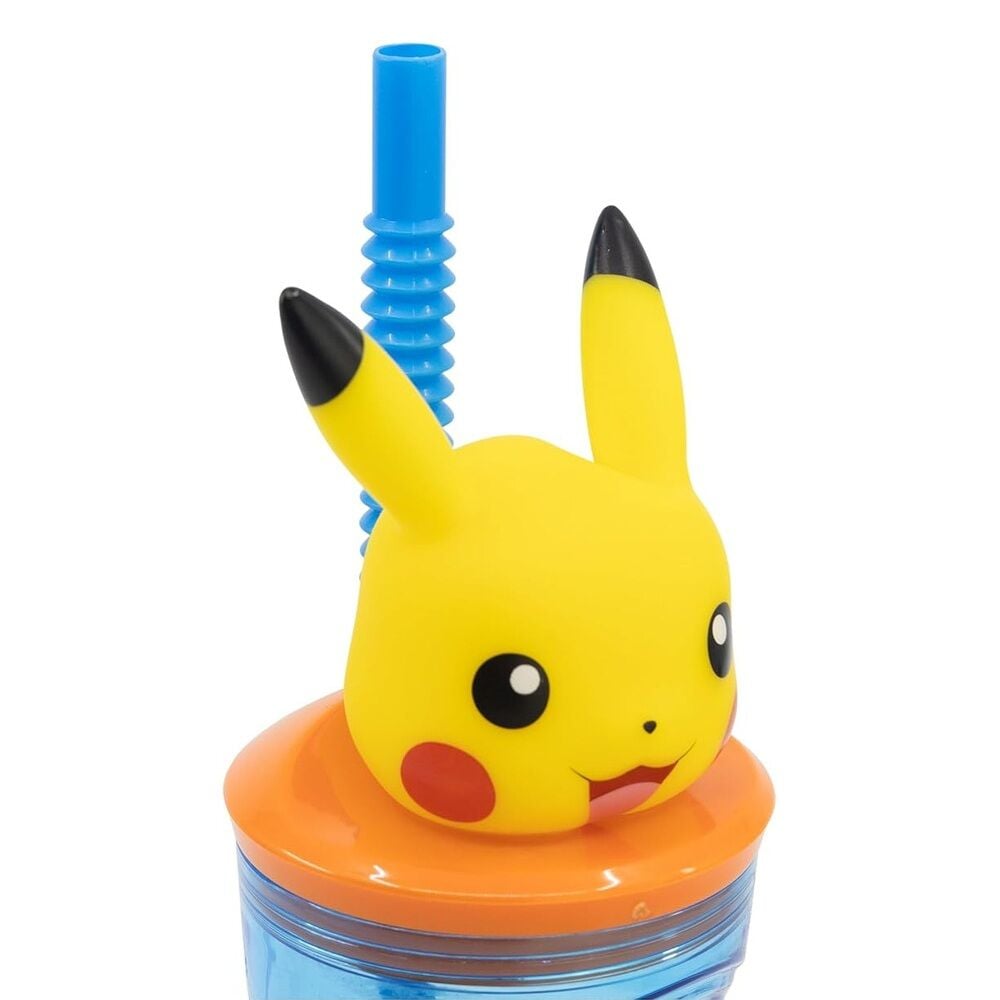 Vaso Pokémon 3D de Pikachu con pajita y decoración de Bulbasaur - 4