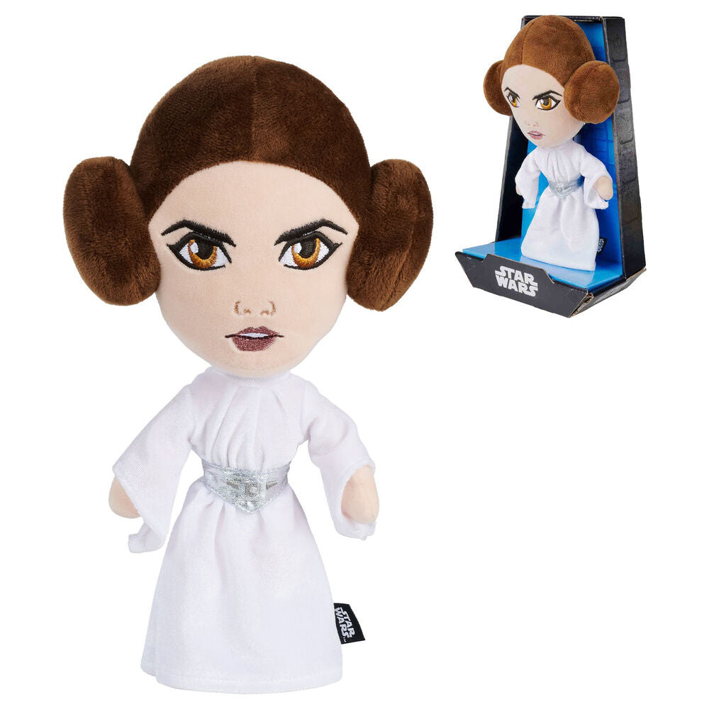 Peluche de la Princesa Leia de Star Wars con vestido blanco y moños laterales