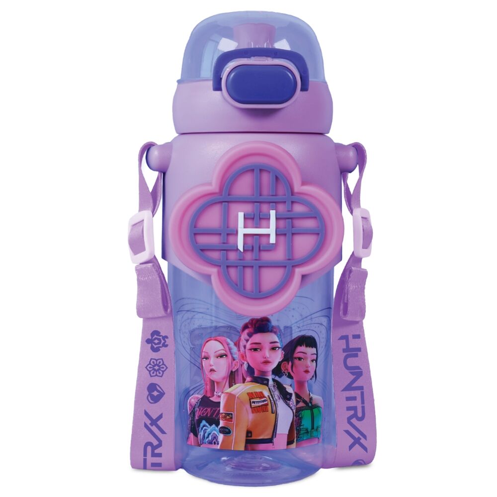 Botella 3D Huntrix KPop Demon Hunters de 600 ml en tonos lila y morado
