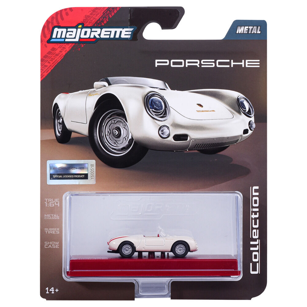 Coche de colección Majorette Porsche Spyder 1955 blanco a escala 1:64 - 3