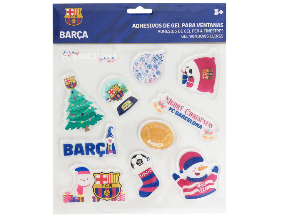 Pegatinas de gel navideñas del FC Barcelona para ventanas