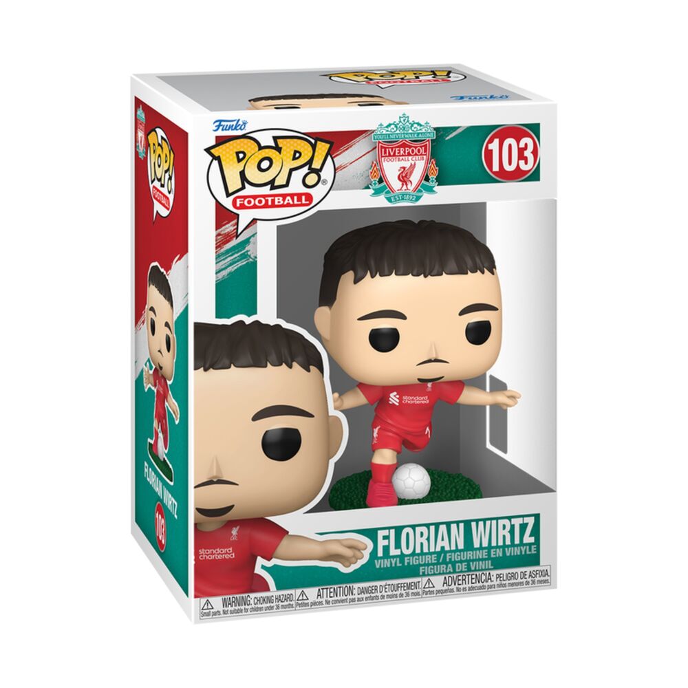 Figura Funko POP! de Florian Wirtz con la equipación roja del Liverpool y un balón - 2