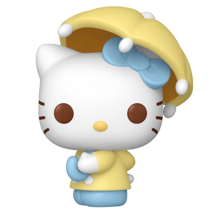 Figura Funko POP! de Hello Kitty con capucha amarilla y lazo azul en caja - 2
