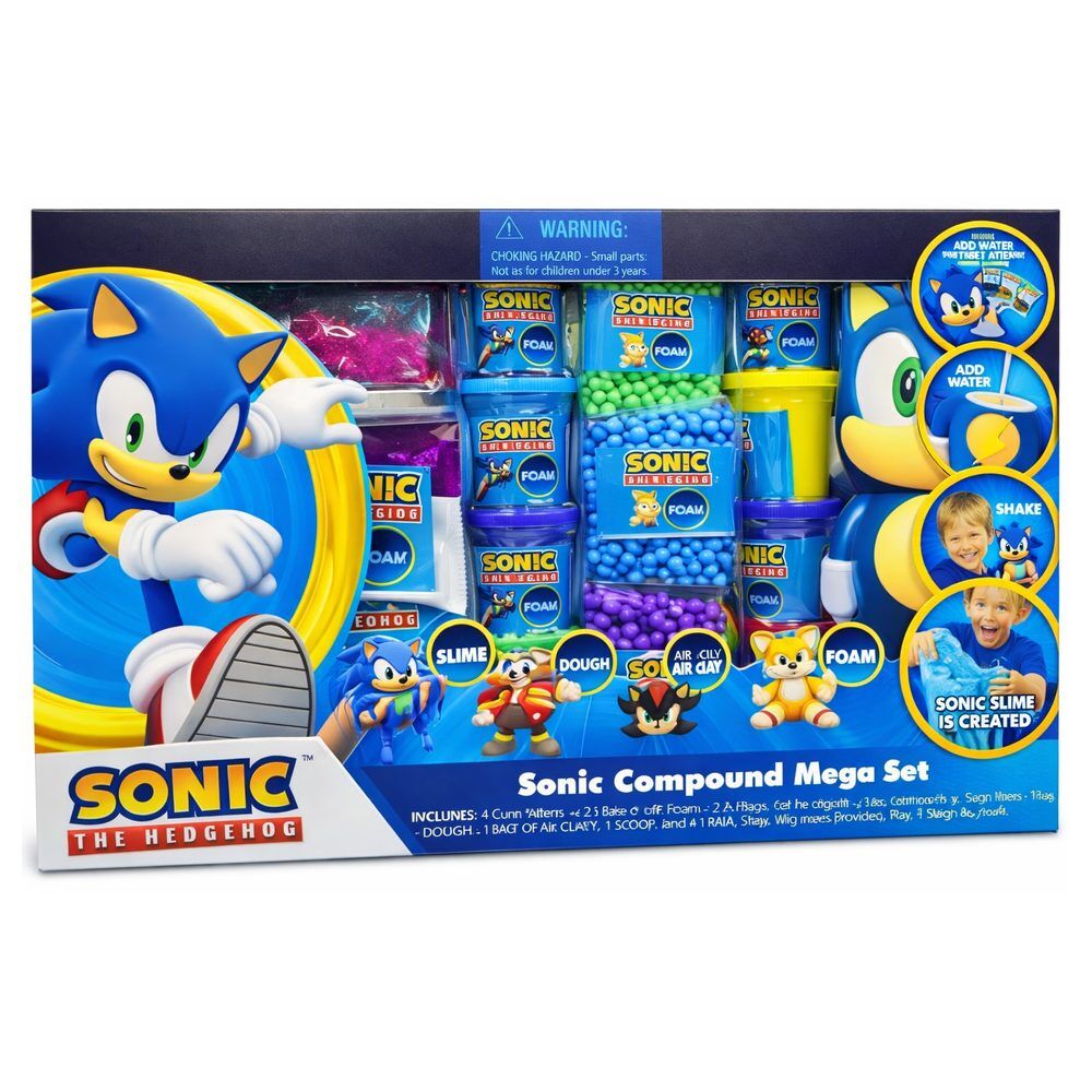 Mega set de masas y slime Sonic The Hedgehog con coctelera y accesorios