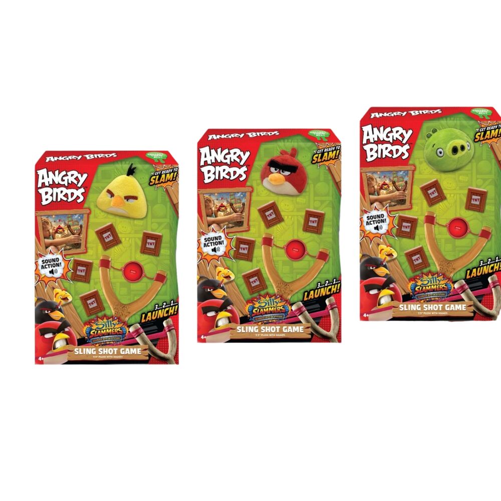 Peluche Angry Birds Silly Slammers con tirachinas en varios modelos