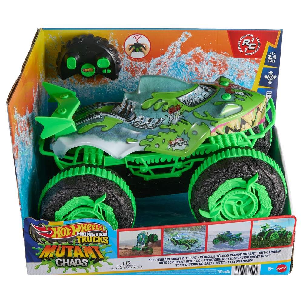 Monster truck Hot Wheels Mutant Chaos verde con mando radiocontrol - 3