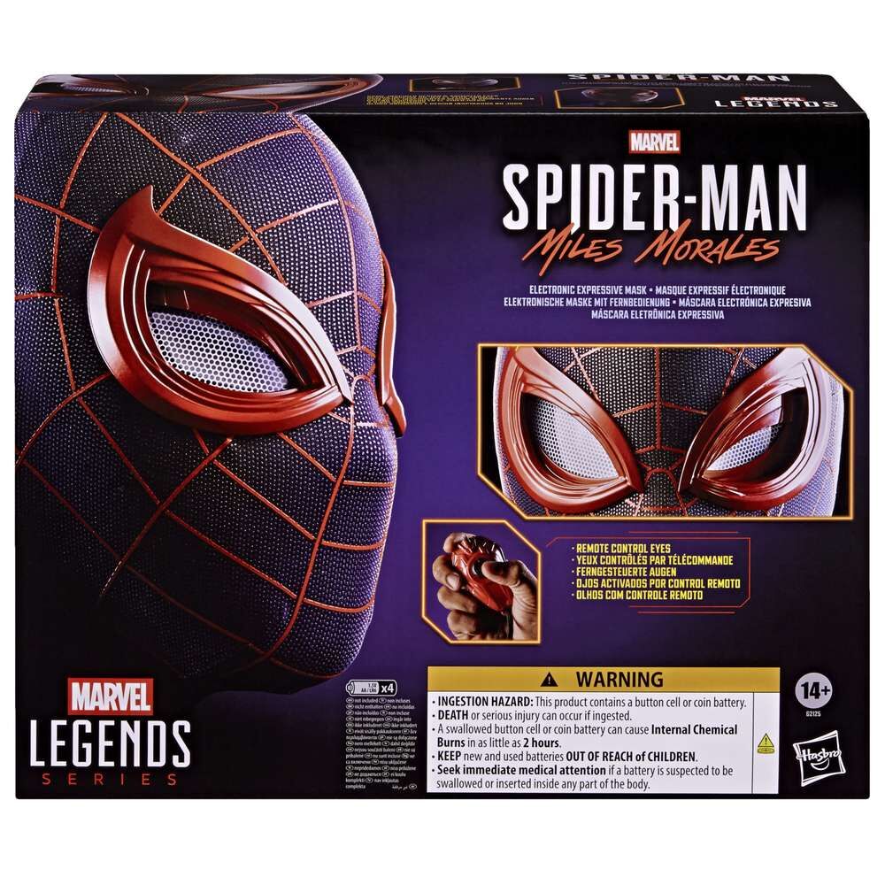 Máscara electrónica negra y roja de Spider-Man Miles Morales con base y control remoto - 6