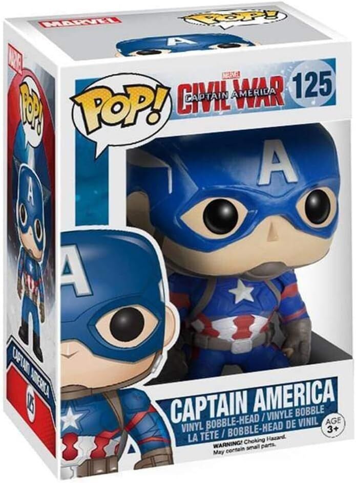 Figura Funko POP! de Capitán América con uniforme azul, rojo y blanco - 3