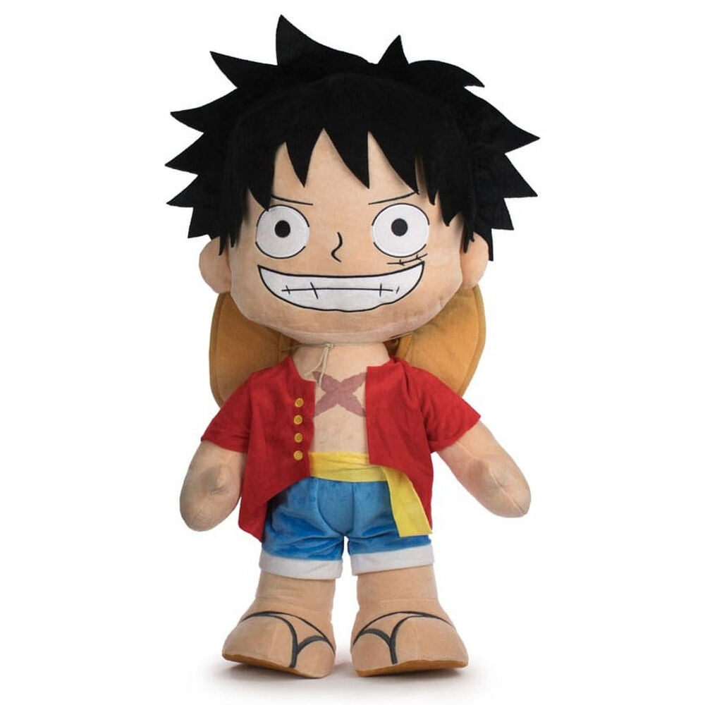 Peluche jumbo de Luffy de One Piece con chaleco rojo y sombrero de paja