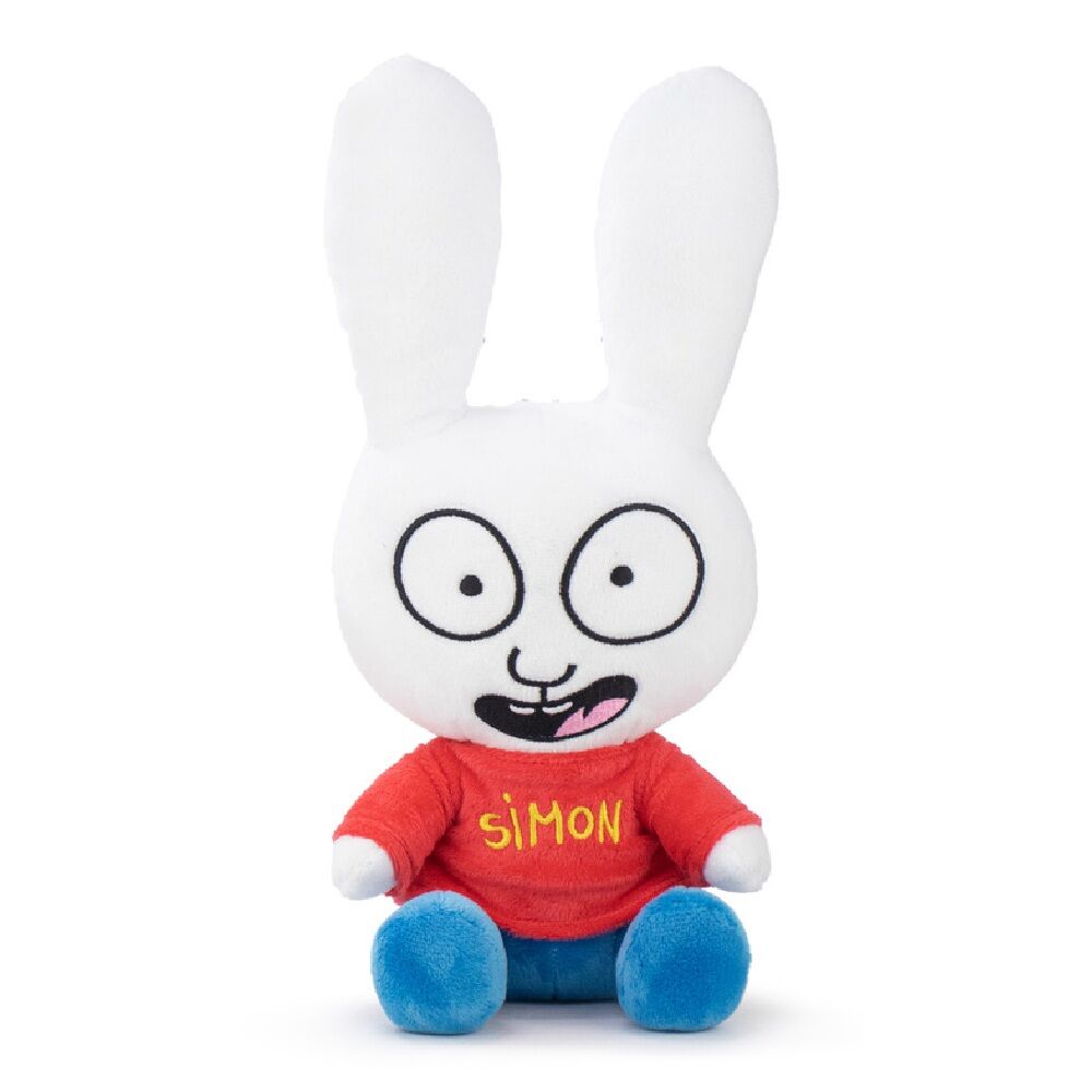 Peluche Simon sentado de 30 cm con camiseta roja