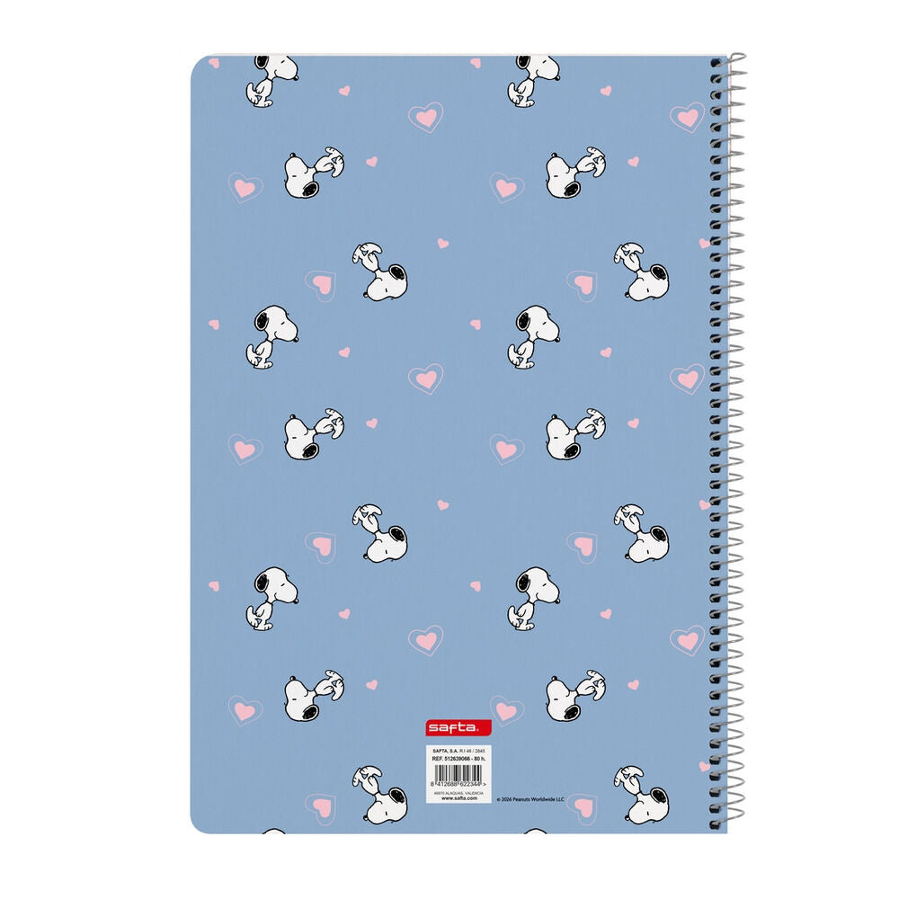 Cuaderno A5 azul de tapa dura con espiral y Snoopy - 3