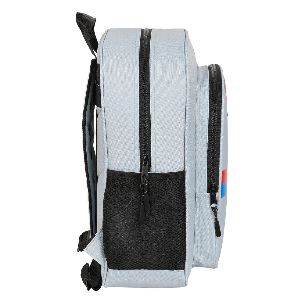 Mochila escolar SAFTA del F.C. Barcelona gris con detalles rojos y azules - 4