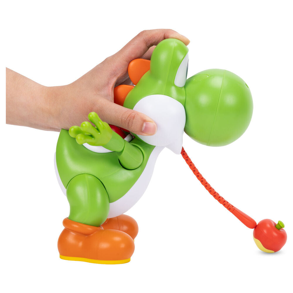 Figura interactiva Yum Yum Yoshi de Super Mario Bros con lengua extendida y manzana - 5