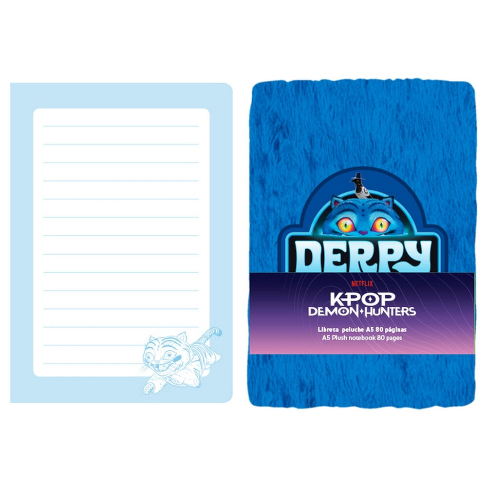 Cuaderno de peluche azul A5 de Derpy de KPop Demon Hunters