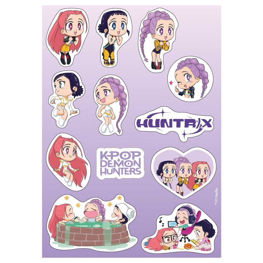 Set de 12 pegatinas KPop Demon Hunters con personajes y logotipos - 2