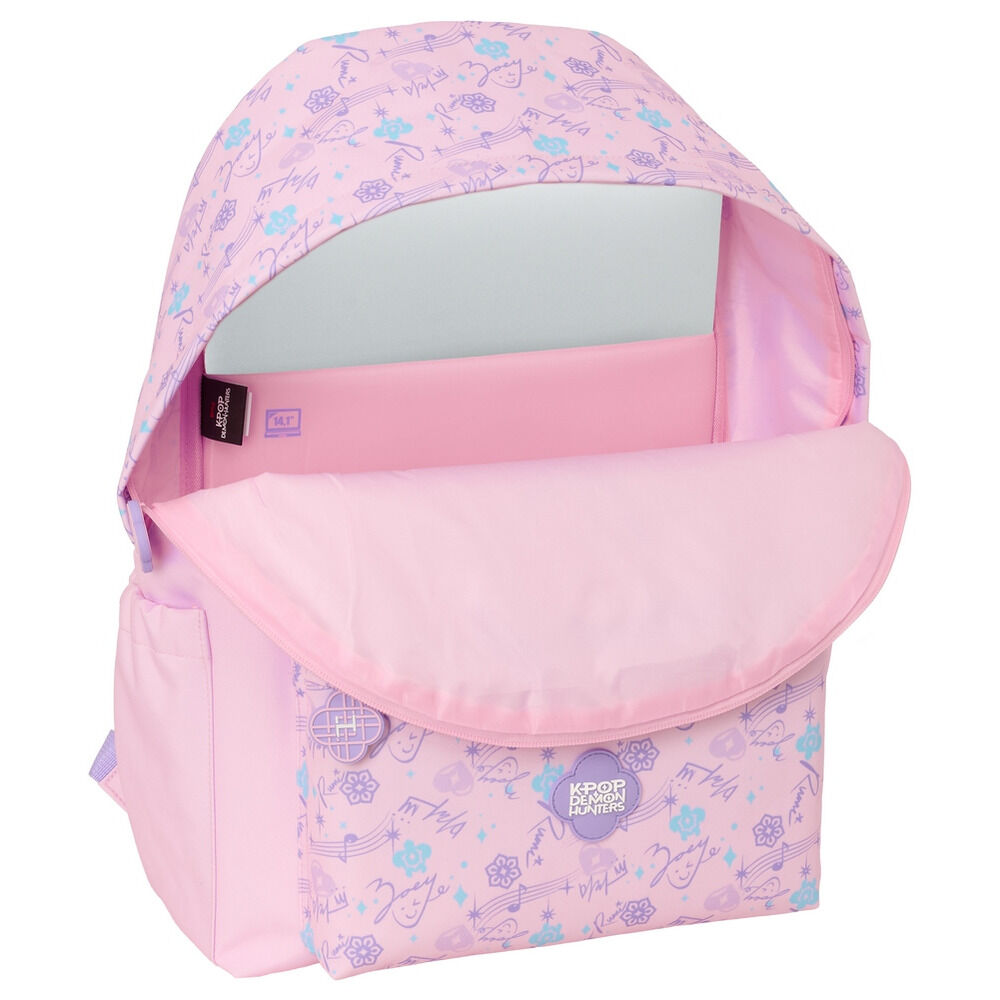 Mochila rosa SAFTA Chibi Kpop Demon Hunters con personajes estampados - 4
