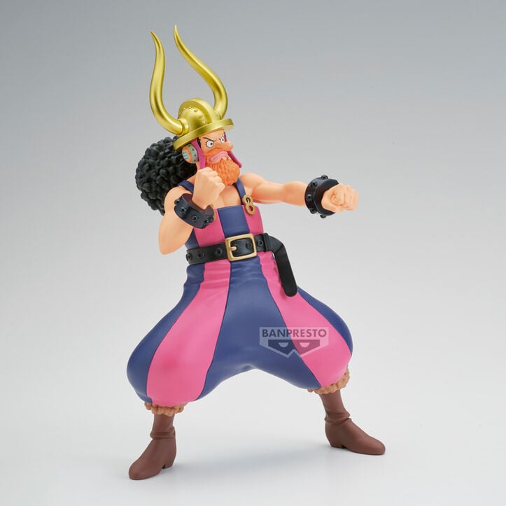 Figura de Usopp de One Piece con casco dorado y atuendo rosa y azul - 3