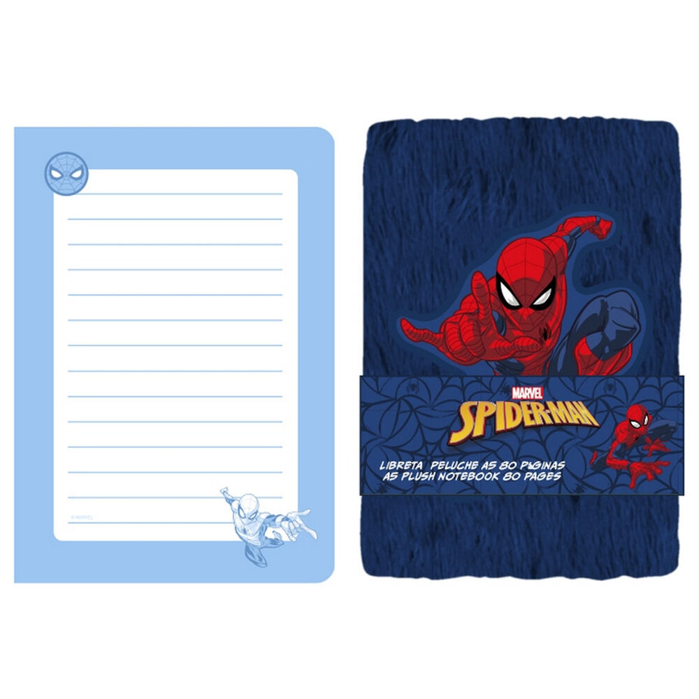 Cuaderno de peluche A5 de Spider-Man Marvel en azul marino