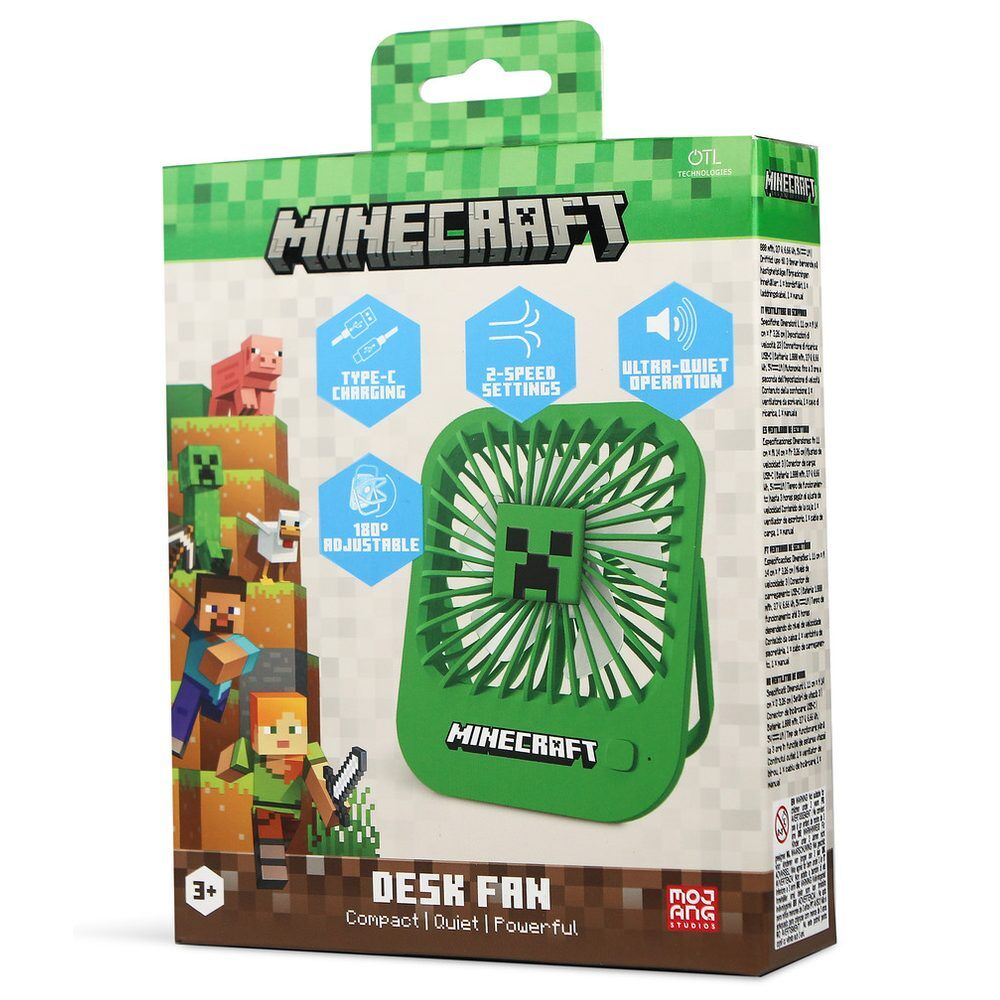 Ventilador de escritorio verde Minecraft con diseño de Creeper - 3