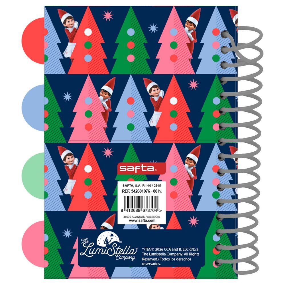 Bloc de notas A6 SAFTA Elf On the Shelf con portada navideña y separadores - 2