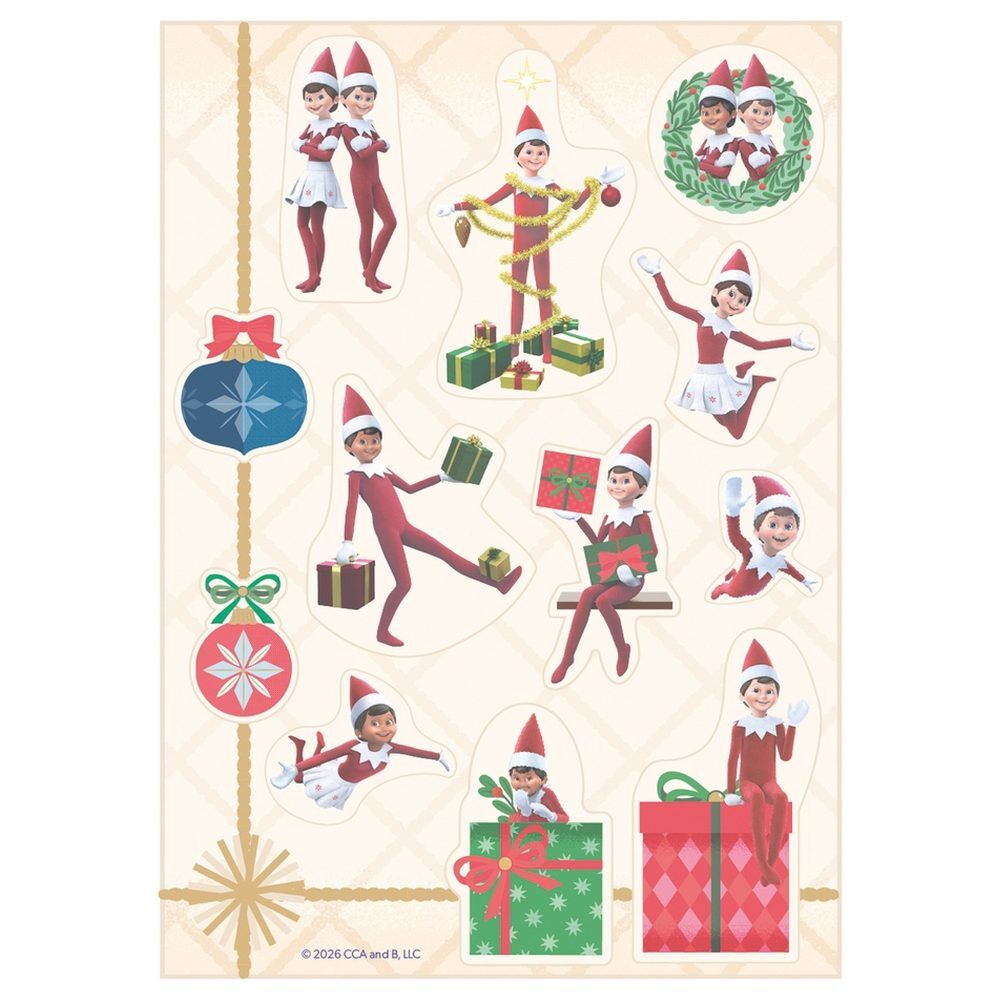 Set de 12 pegatinas navideñas Elf on the Shelf con elfos y regalos - 2