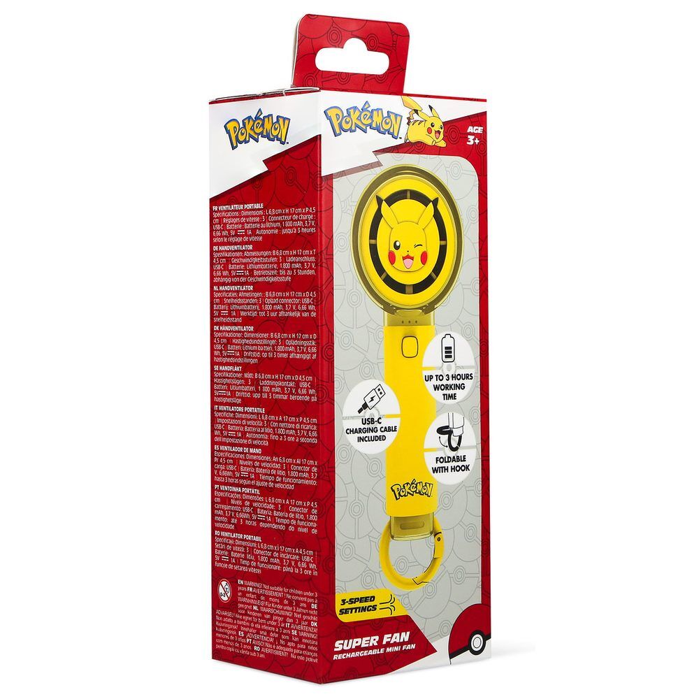 Ventilador portátil amarillo de Pikachu Pokémon con cable USB-C - 11