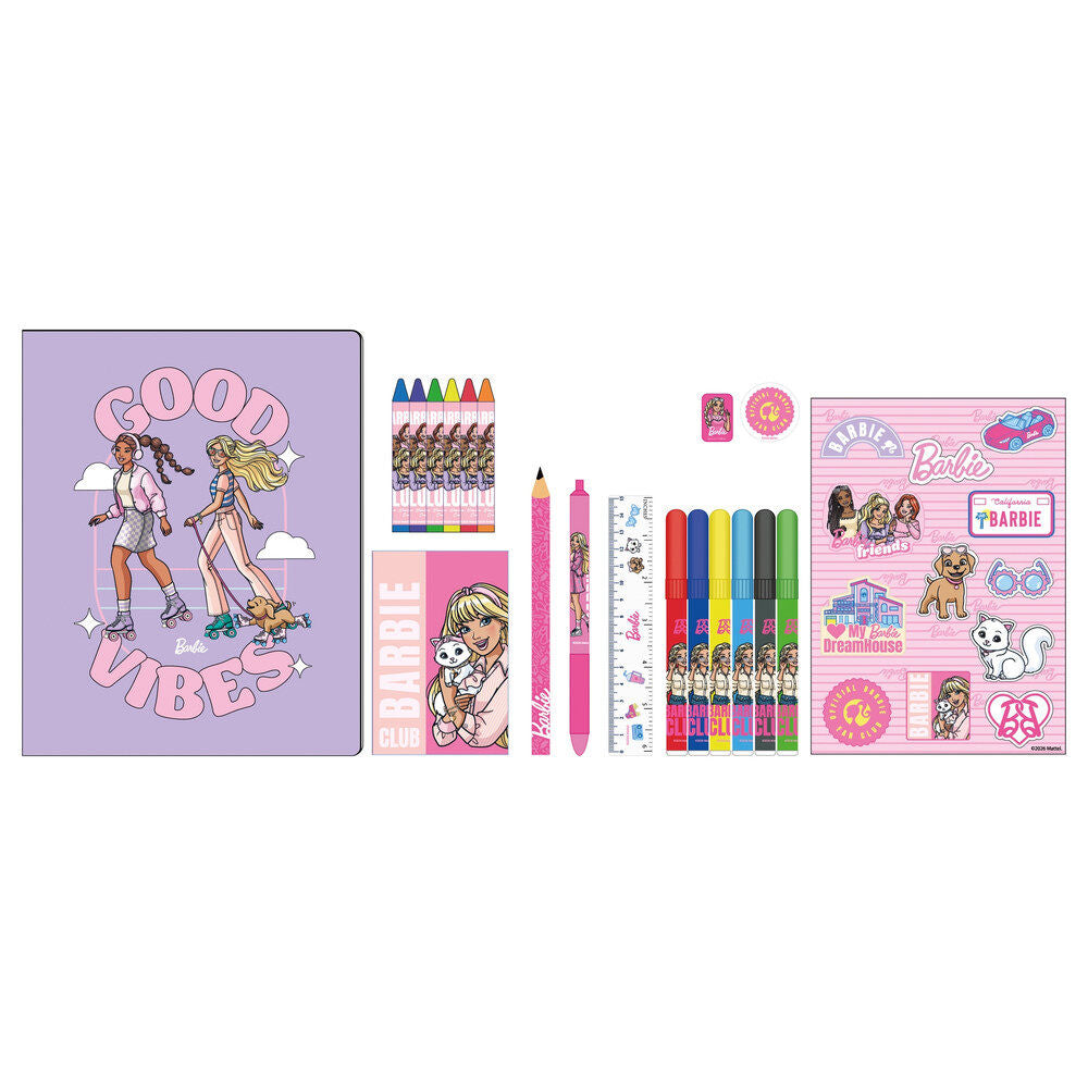 Set de actividades Barbie de 31 piezas con ceras, rotuladores y bloc para colorear - 2