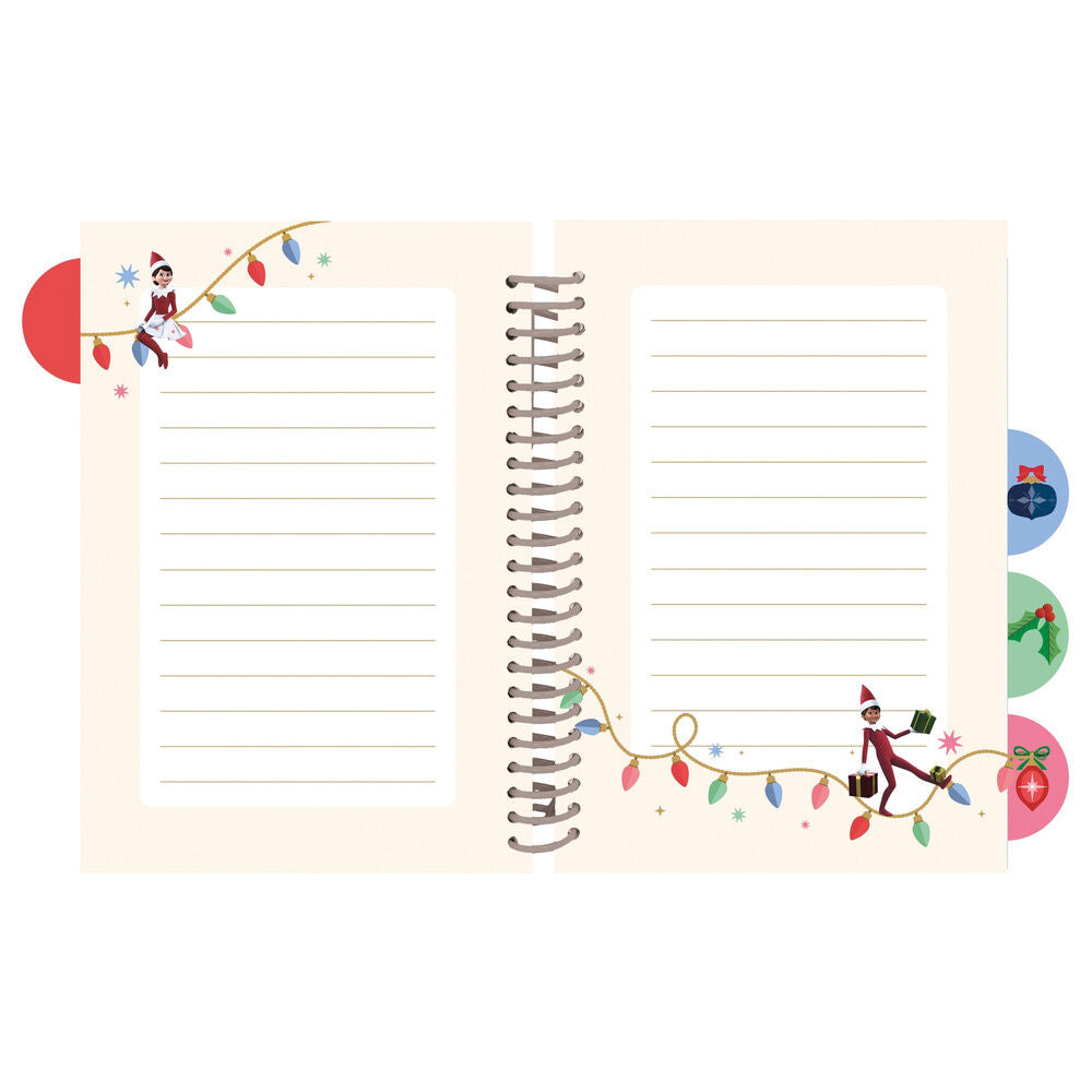 Cuaderno A5 rojo SAFTA Elf on the Shelf con espiral y separadores - 5