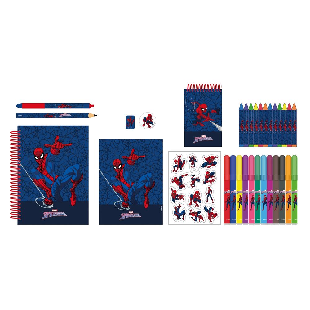 Set de actividades Spider-Man Marvel con ceras, rotuladores, cuadernos y pegatinas