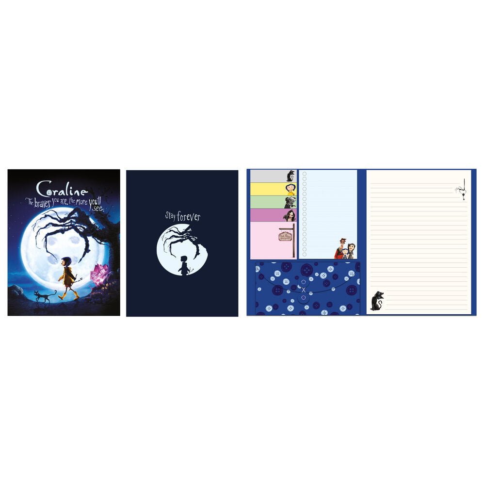 Libro de pegatinas Coraline Other World con separadores y notas