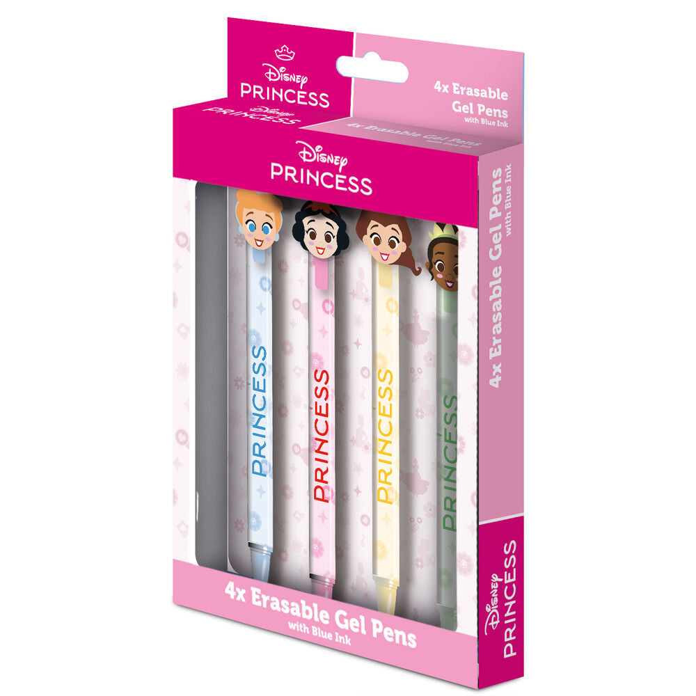 Set de cuatro bolígrafos de gel borrables Disney Princess