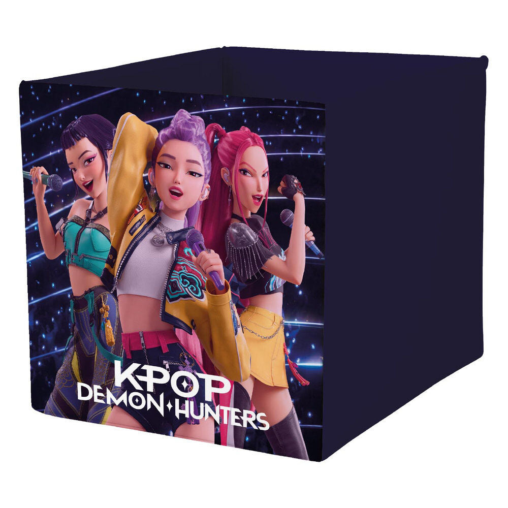 Cubo de almacenaje morado de K-Pop Demon Hunters con las tres protagonistas - 2