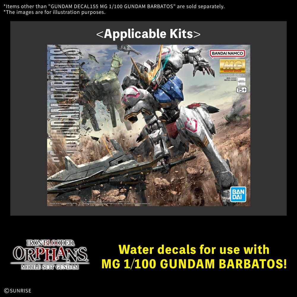 Hoja de pegatinas al agua Gundam Decal 155 para MG 1/100 Gundam Barbatos - 2