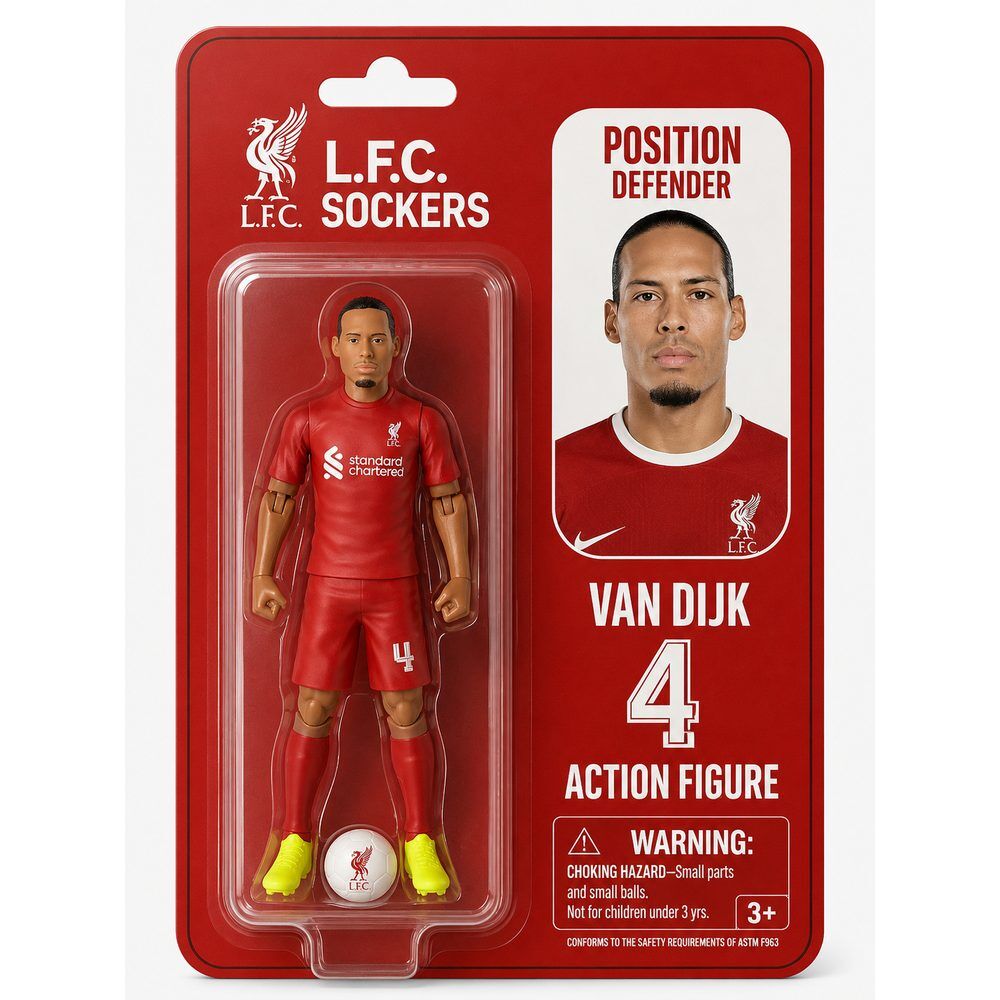 Figura articulada de Van Dijk con uniforme rojo del Liverpool F.C.
