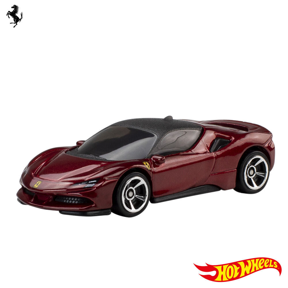 Blíster Hot Wheels con cinco vehículos Ferrari rojos a escala 1:64 - 5