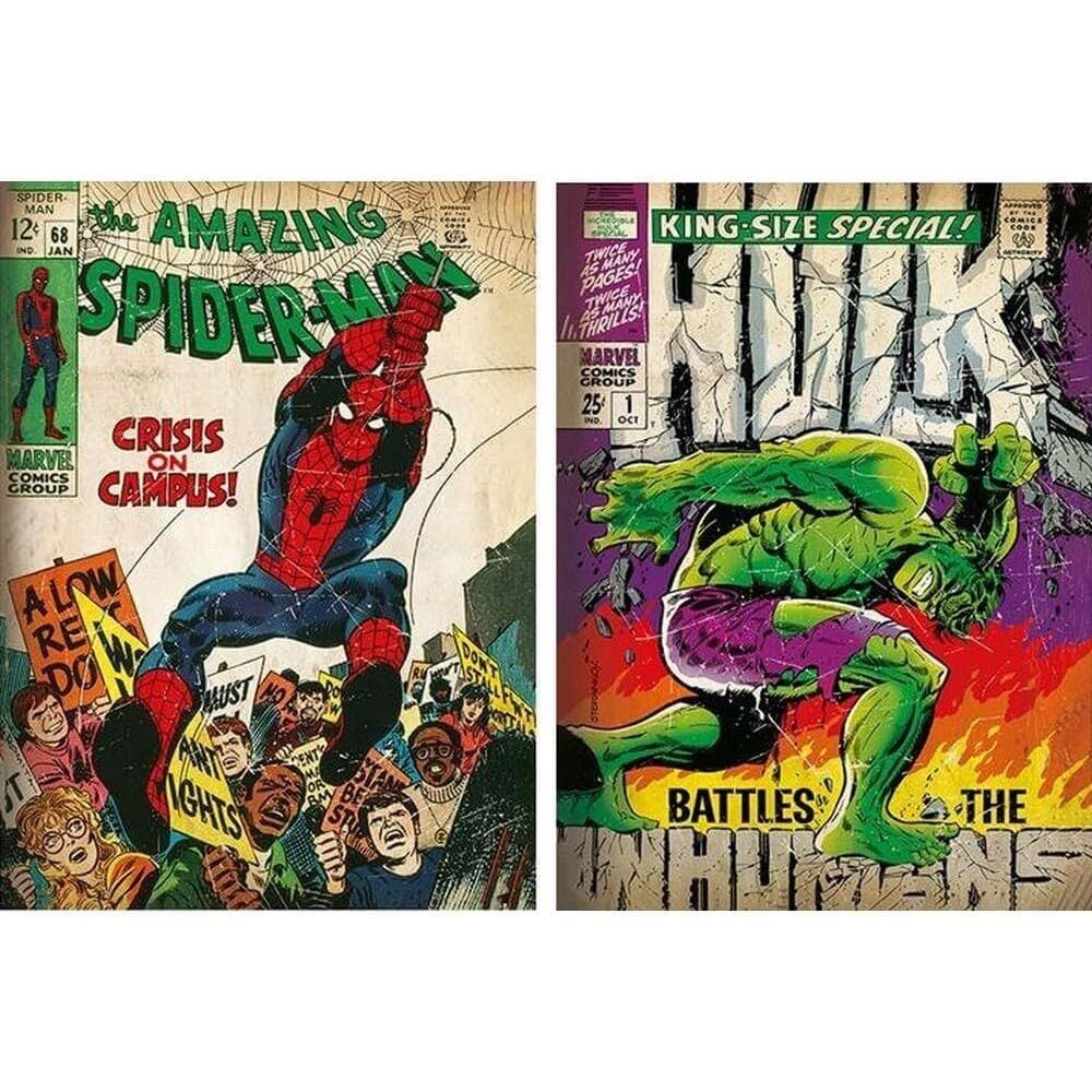 Set de dos pósteres Marvel de Spider-Man y Hulk - 2